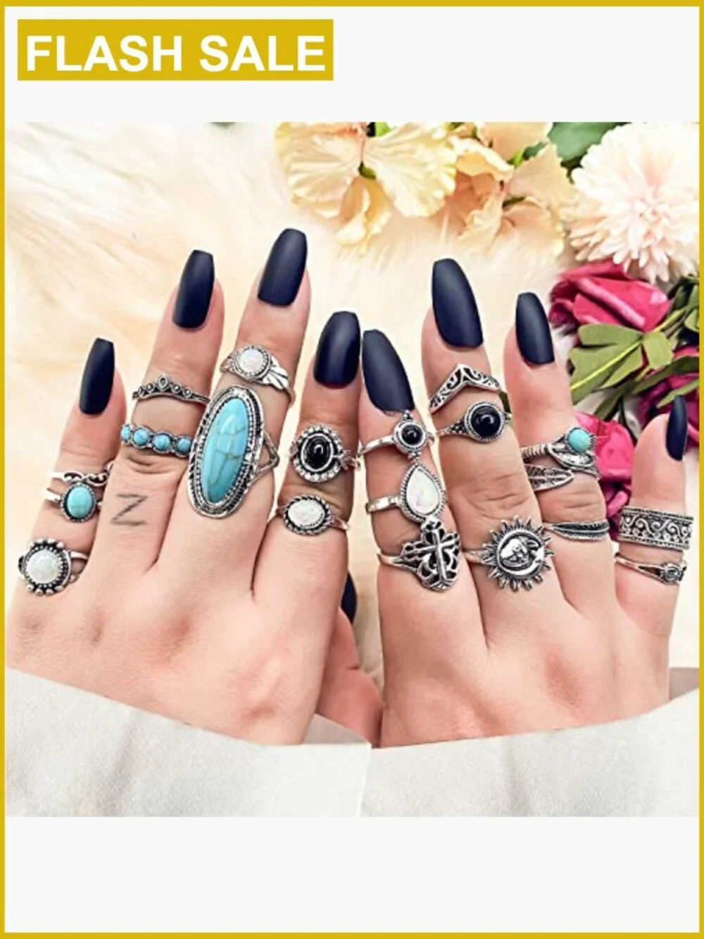 19Pcs Vintage Stacking Rings Set Adjustable Gothic Knuckle Rings